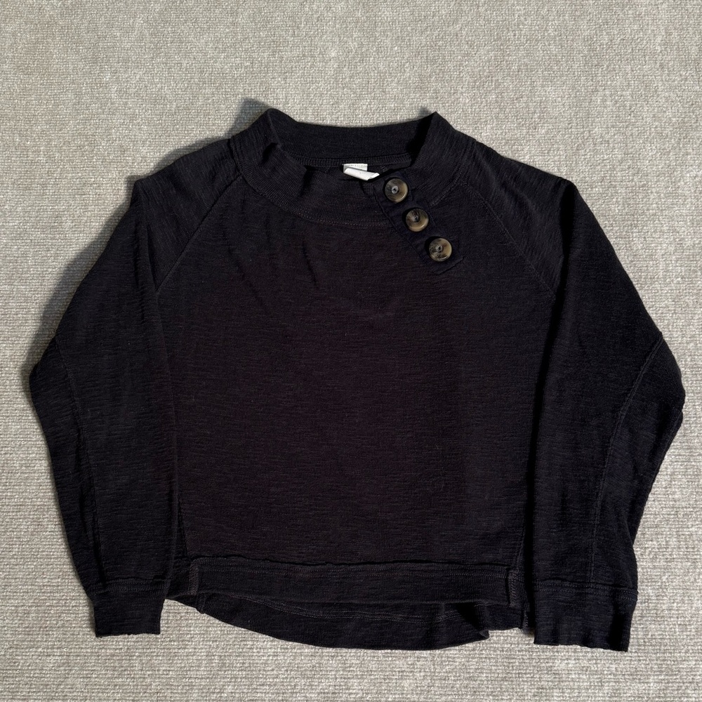 Free People We The Free Black Don't Forget Me Long Sleeve Knit Top - Size Small - Picture 2 of 5